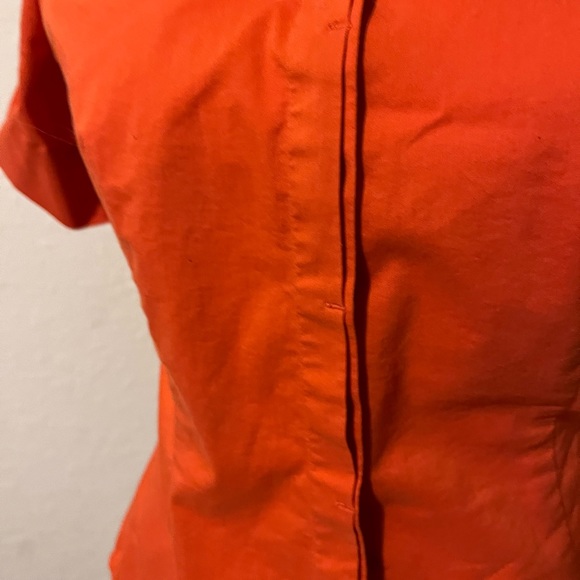 New York & Co. Orange button down short sleeve shirt size small - Picture 2 of 11